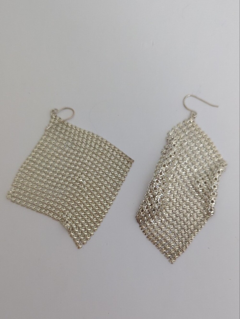 Silver Mesh Drop Earrings - Women Jewelry - Picture 2 of 2